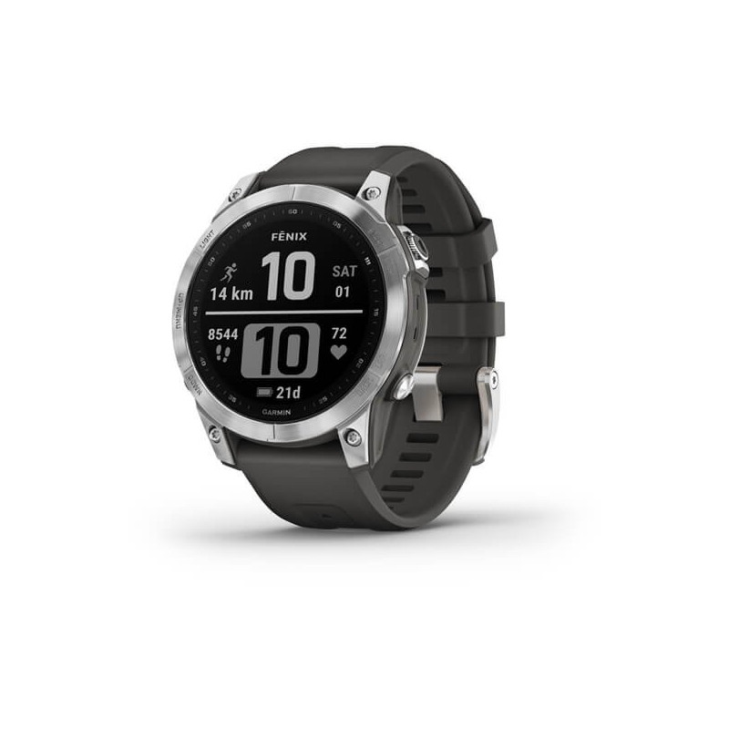 GARMIN FENIX 7 - Silver avec bracelet gris - Montre GPS Running