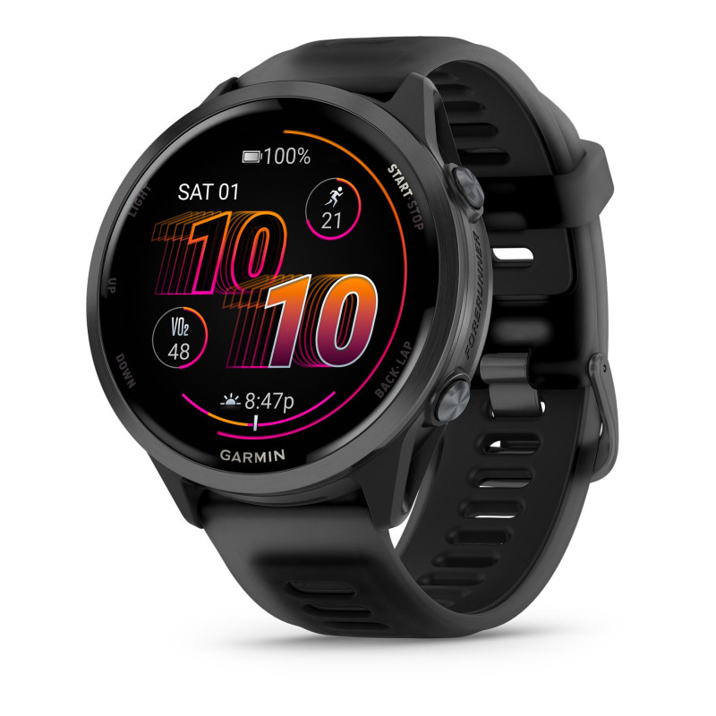 GARMIN Forerunner 570 47mm  -  Aluminium Slate avec bracelet noir translucide/noir Montre GPS Running