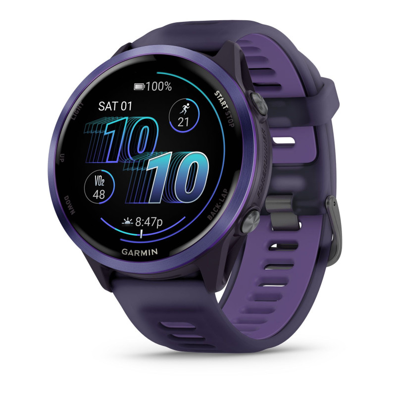 GARMIN Forerunner 570 47mm - Aluminium indigo avec bracelet violet translucide/Indigo - Montre GPS Running - EN STOCK