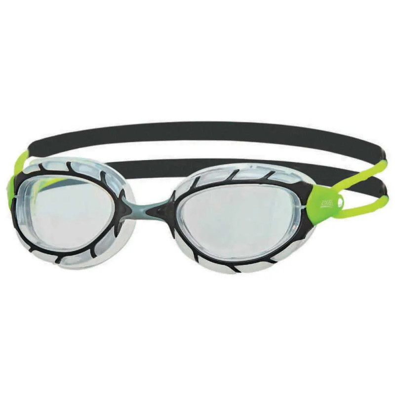 ZOGGS Predator Black Green Clear Regular Fit- Lunettes triathlon et eau libre