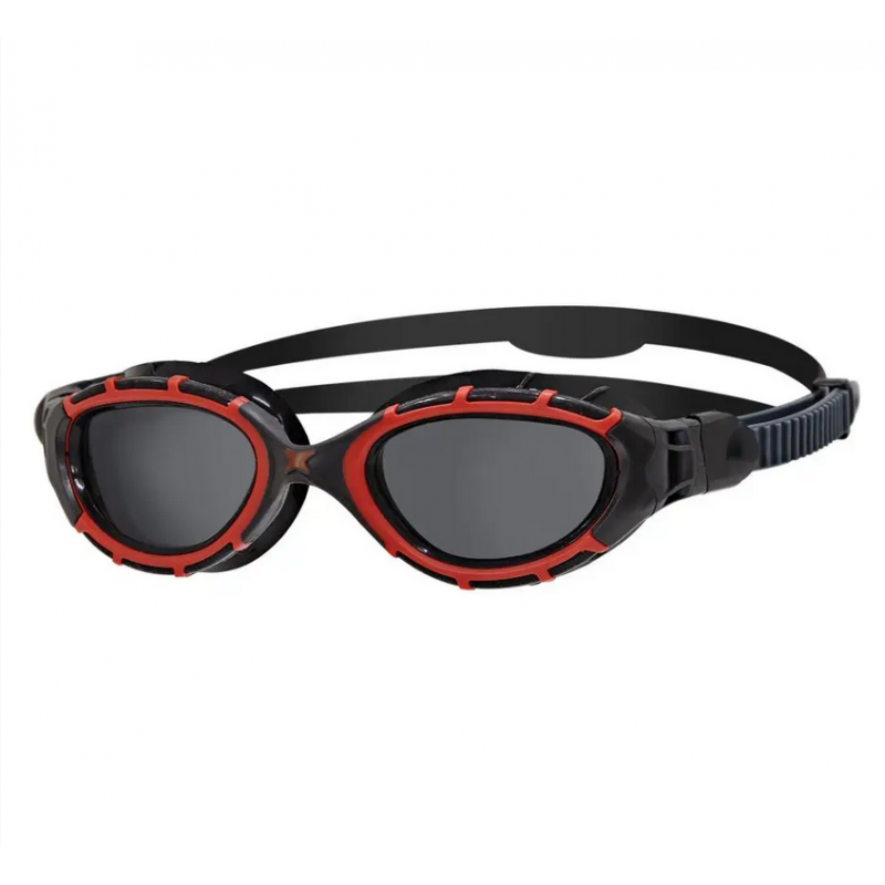 Zoggs PREDATOR FLEX POLARIZED Black Red Smoke - Smaller Fit - Lunettes Polarisées Triathlon et natation