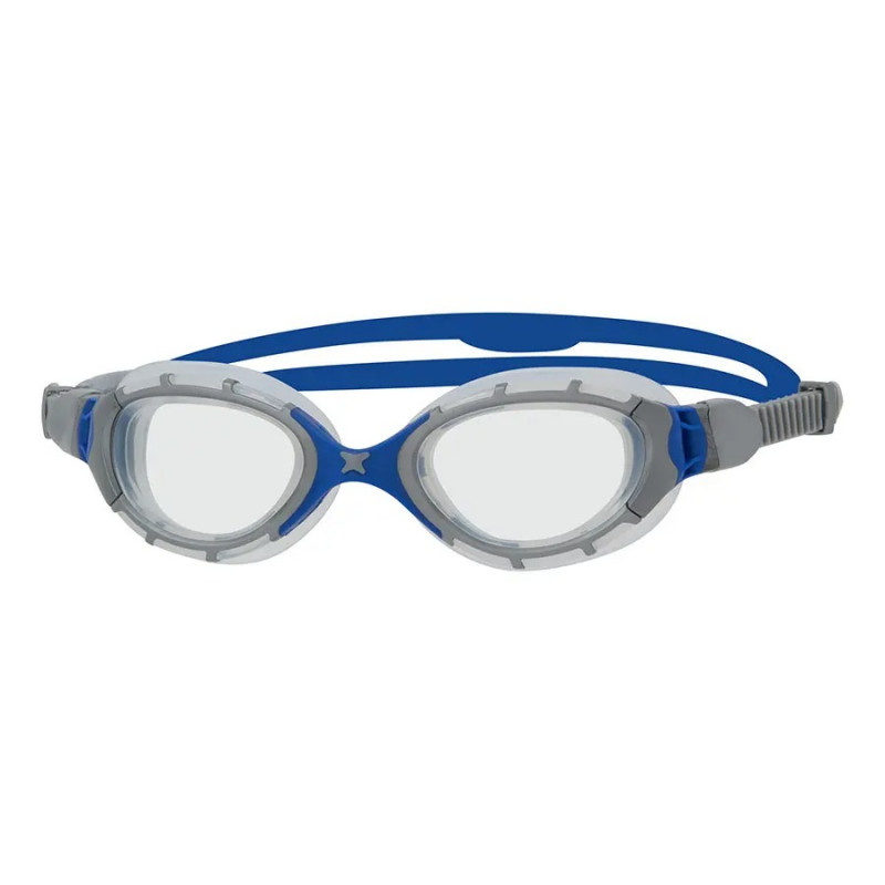 ZOGGS Predator Flex Grey Blue Clear - Regular Fit - Lunettes Triathlon et natation 