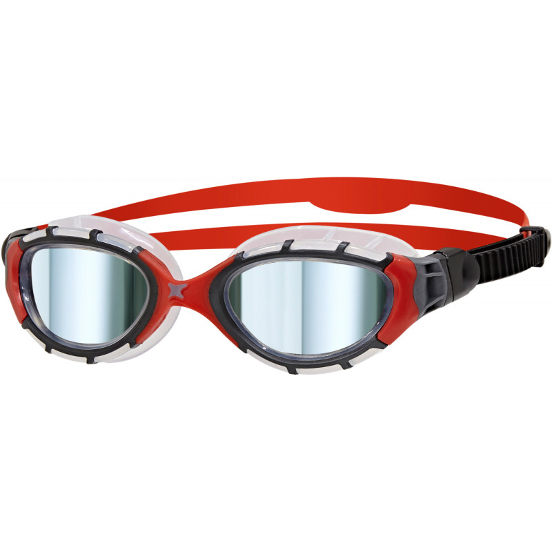 ZOGGS Predator Flex Titanium Frame Red Mirror - Smaller Fit - Lunettes Triathlon et natation